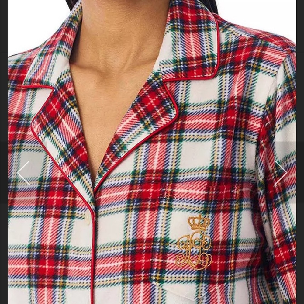 Ralph Lauren Woman’s Fleece Pajama Set Size XL Colour Red/White/Green